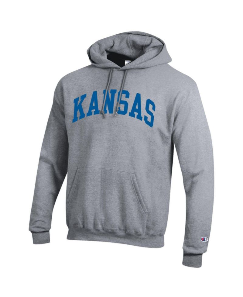 Men's Heather Gray Kansas Jayhawks Basic Arch Fleece Pullover Hoodie