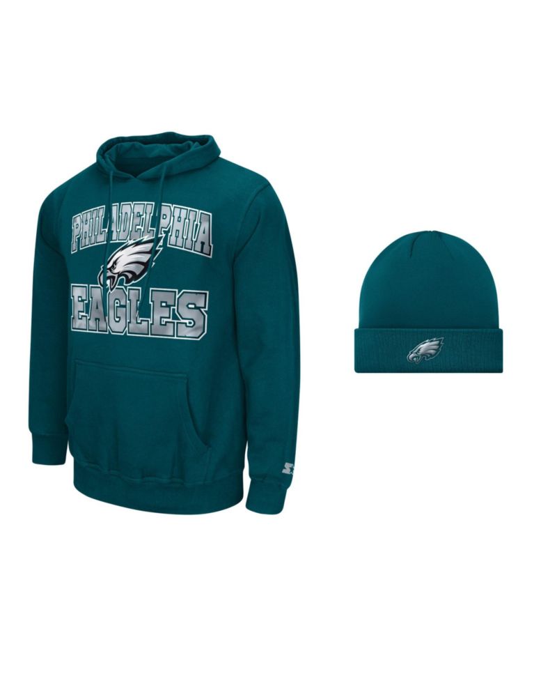 Men's Midnight Green Philadelphia Eagles Hoodie and Cuffed Knit Hat Combo Pack