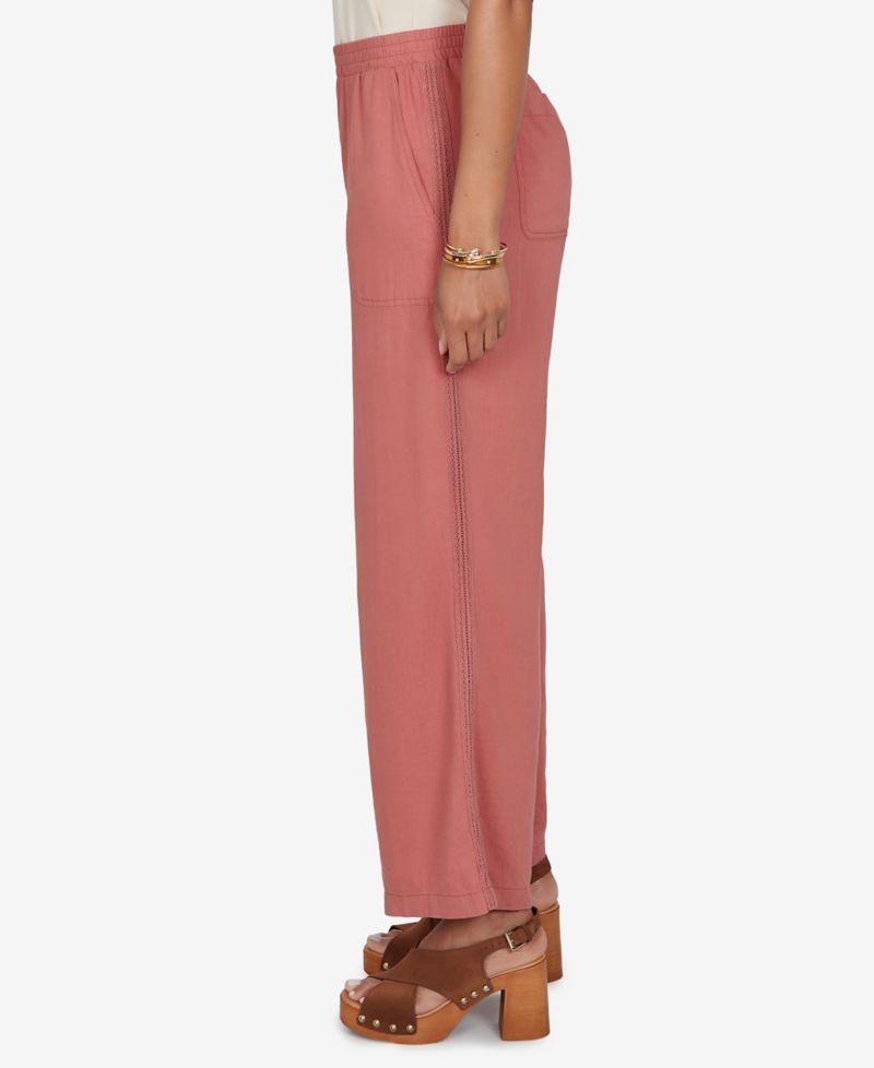 Petite Lace Trim Lightweight Pull-On Pants