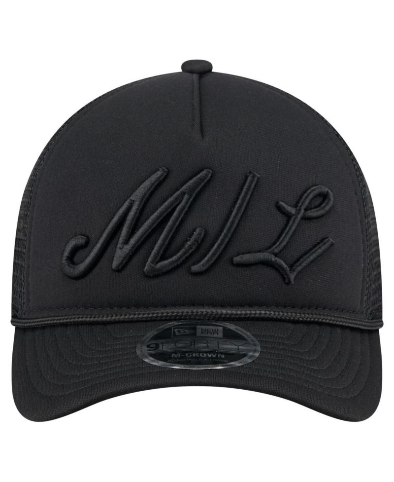 Men's Black Milwaukee Brewers City Initial 9FORTY A-Frame M-Crown Adjustable Trucker Hat