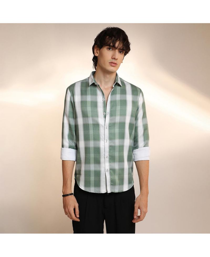 Men's Sage Green Tartan Plaid Shirt