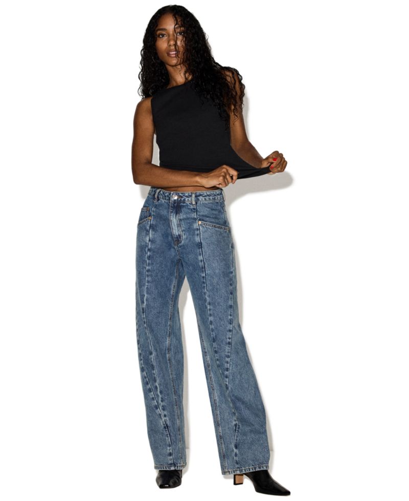 Women's Seamed Sydnee High-Rise Relaxed-Fit Twisted-Seam Detail Jeans