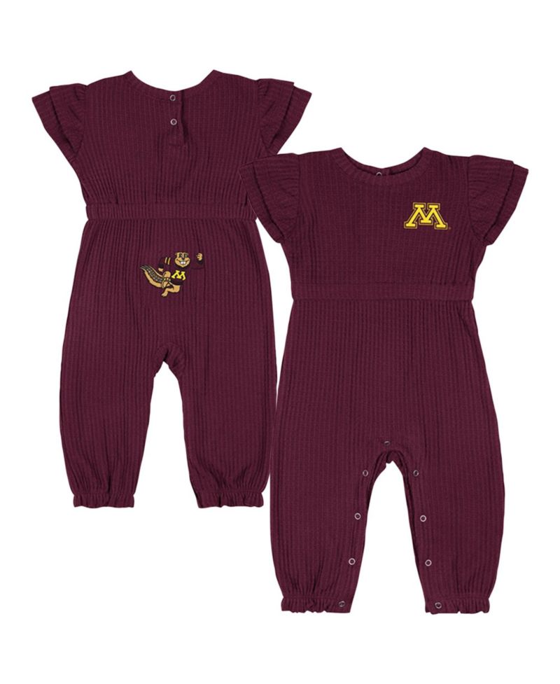 Baby Boys and Girls Maroon Minnesota Golden Gophers Beautopia Waffle Knit Romper
