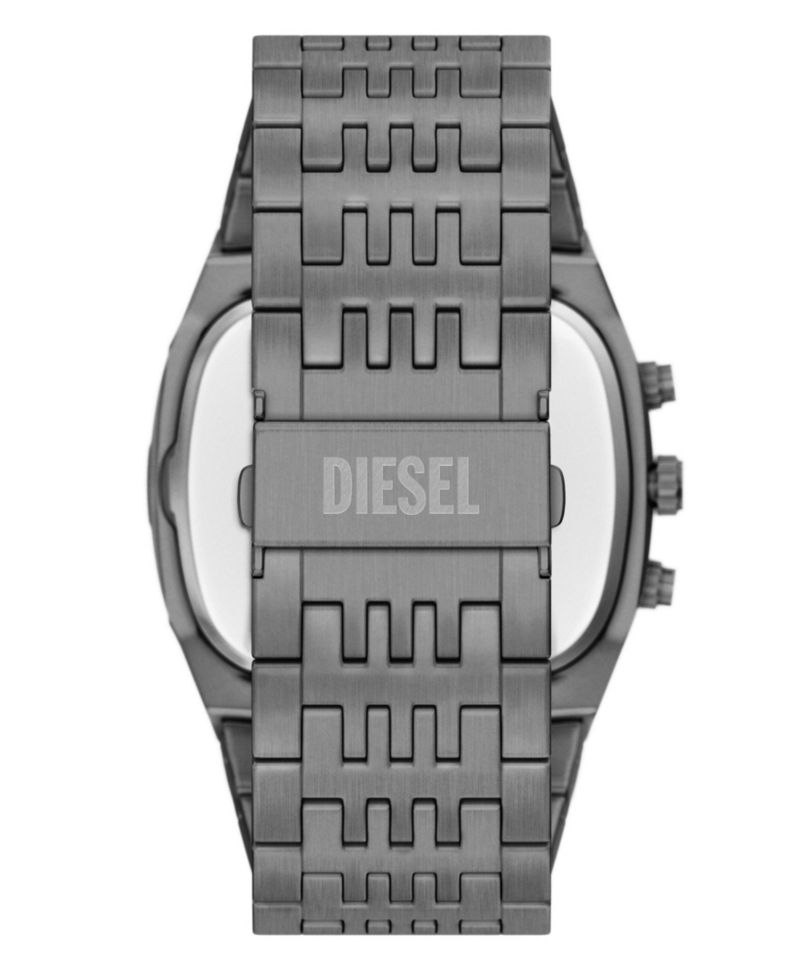 Men's Spiked Cushion Quartz Chronograph Gunmetal Stainless Steel Watch 45mm
