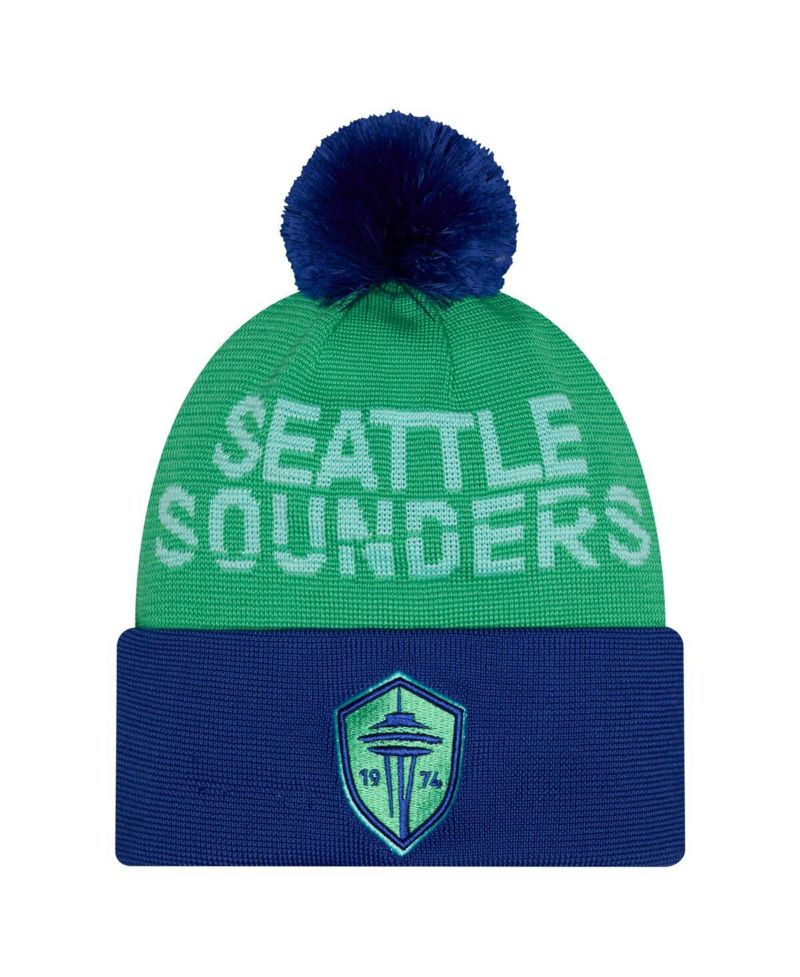 Men's Green Seattle Sounders FC 2026 Jersey Hook Cuffed Knit Hat with Pom