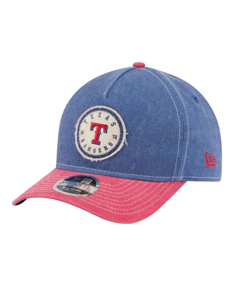 Men's Royal/Red Texas Rangers Felt M-Crown 9FORTY Adjustable Hat