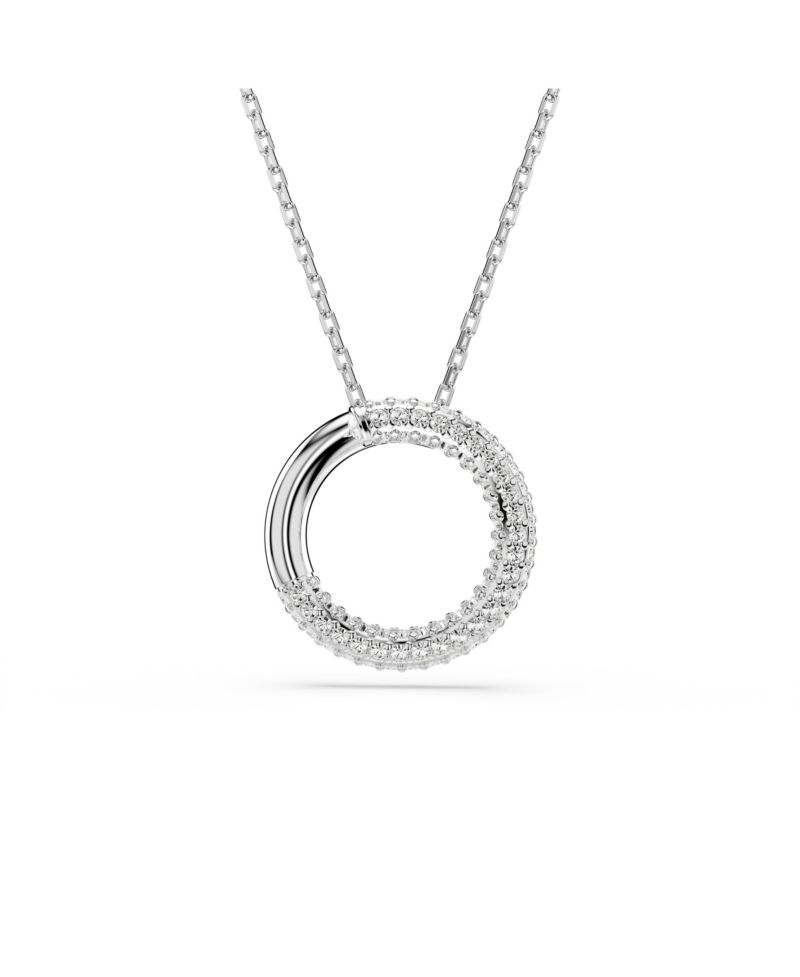 Dextera Pendant, Pav&eacute;, White, Rhodium Plated Necklace