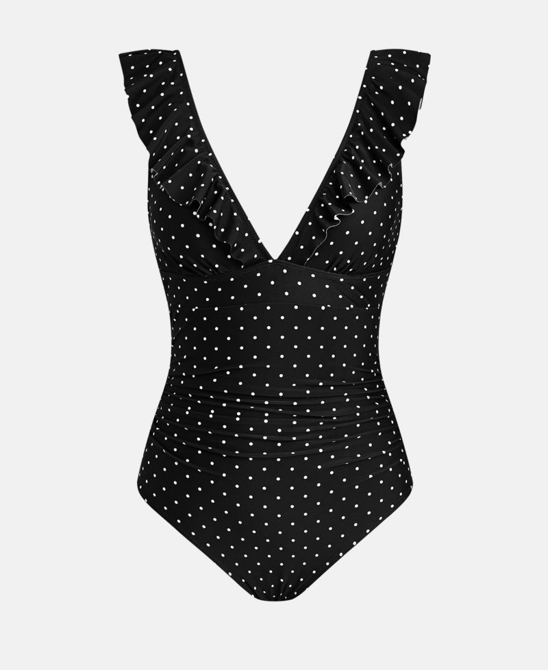 Women's Ruffled Lace Up One Piece Swimsuits