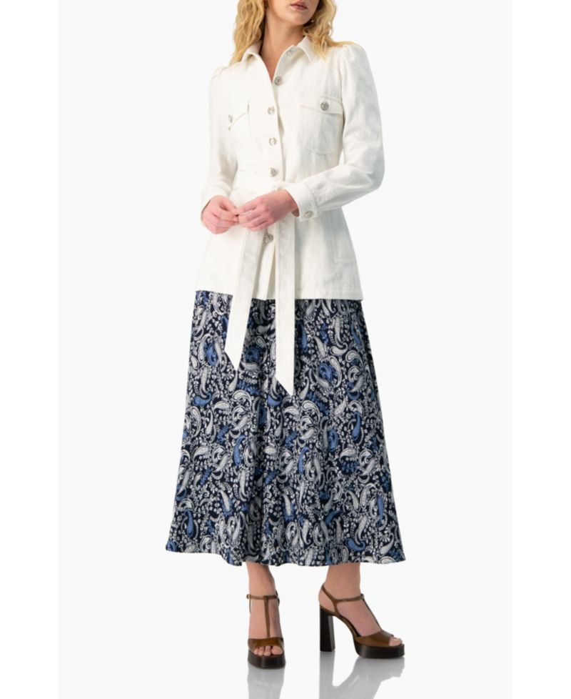 Women's Long Biker Jacket with Belt