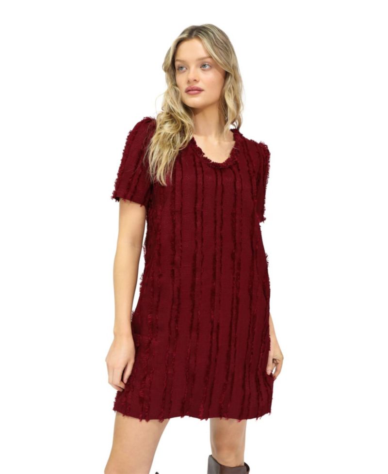 Solana Boho Fringe Mini Shift Dress