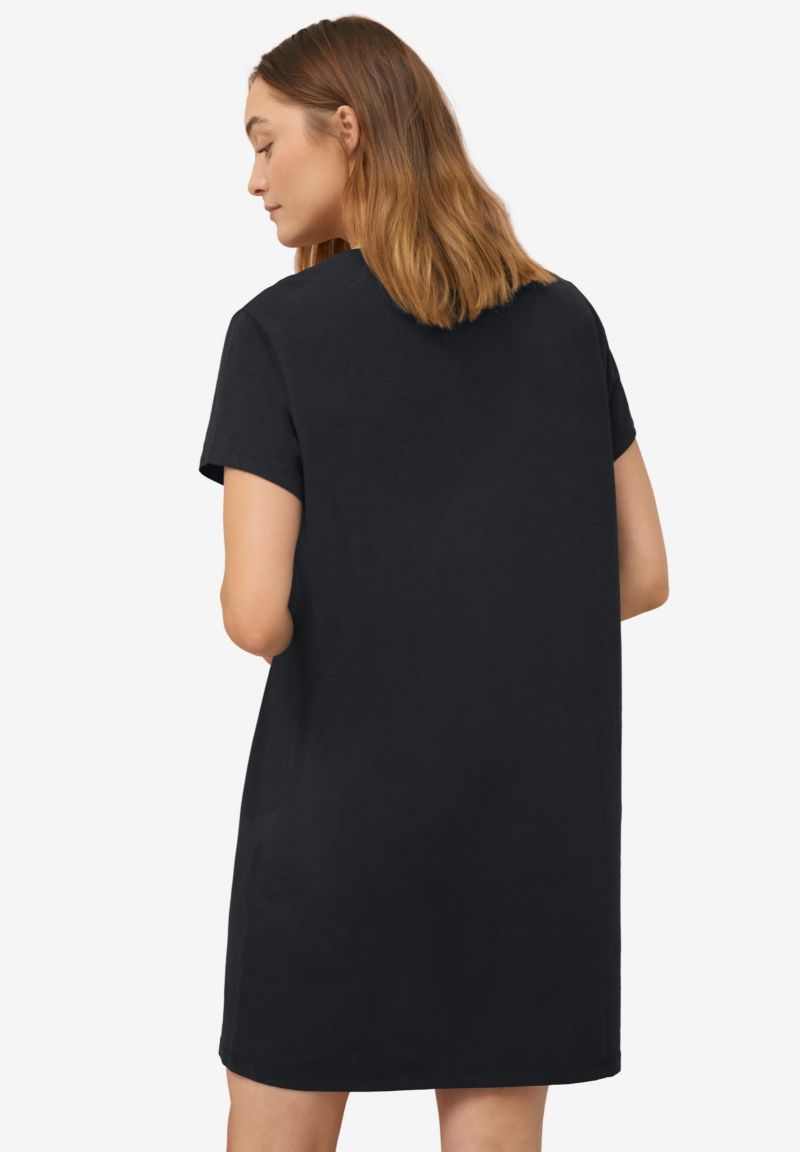 Women's Cotton Spanex Jersey V-Neck Short Sleeve Sleepshirt