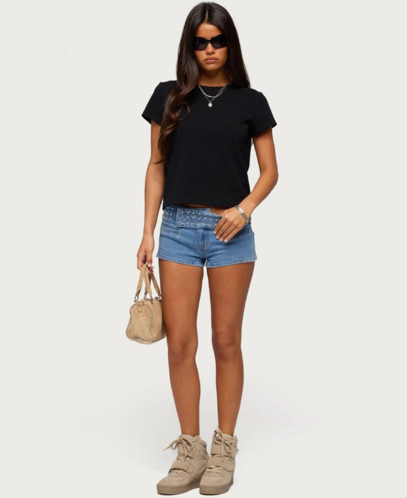 Women's Odetta Studded Low Rise Denim Shorts