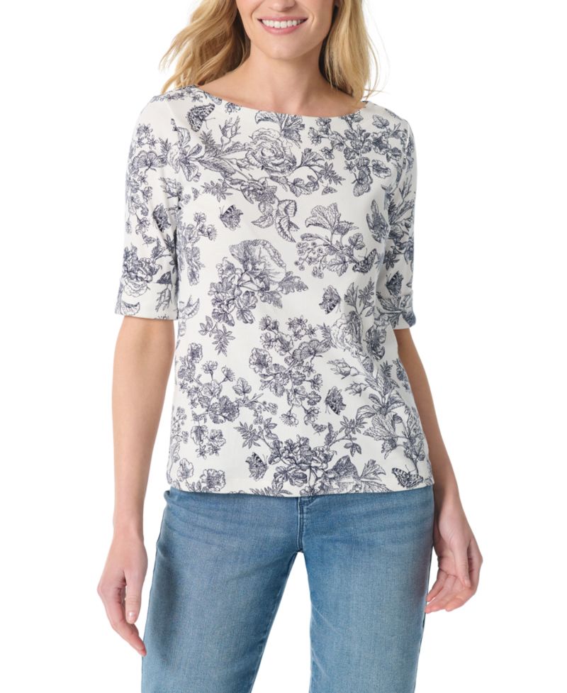 Women's Printed Cuffed- 3/4 Sleeve T-Shirt