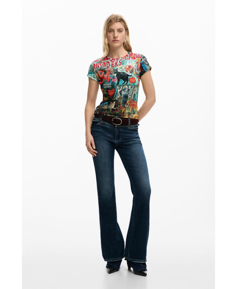 Women's Printed Cat T-Shirt