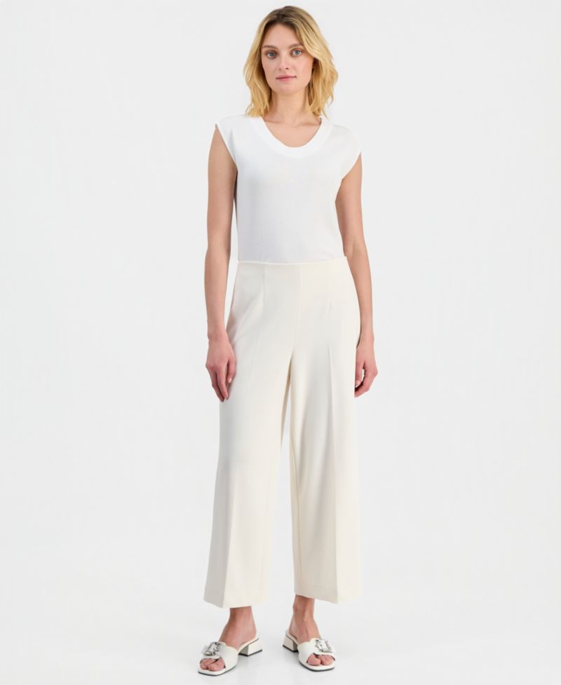 Petite High-Rise Wide-Leg Crop Pants