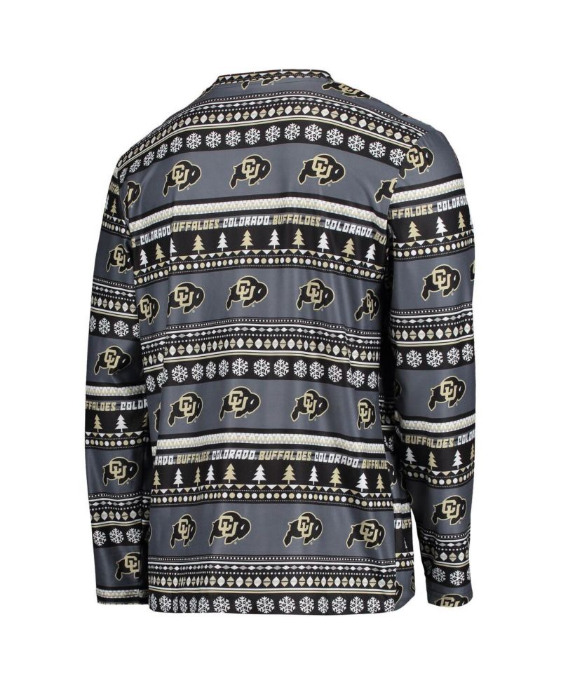 Men's Black Colorado Buffaloes Ugly Sweater Long Sleeve T-Shirt and Pants Sleep Set