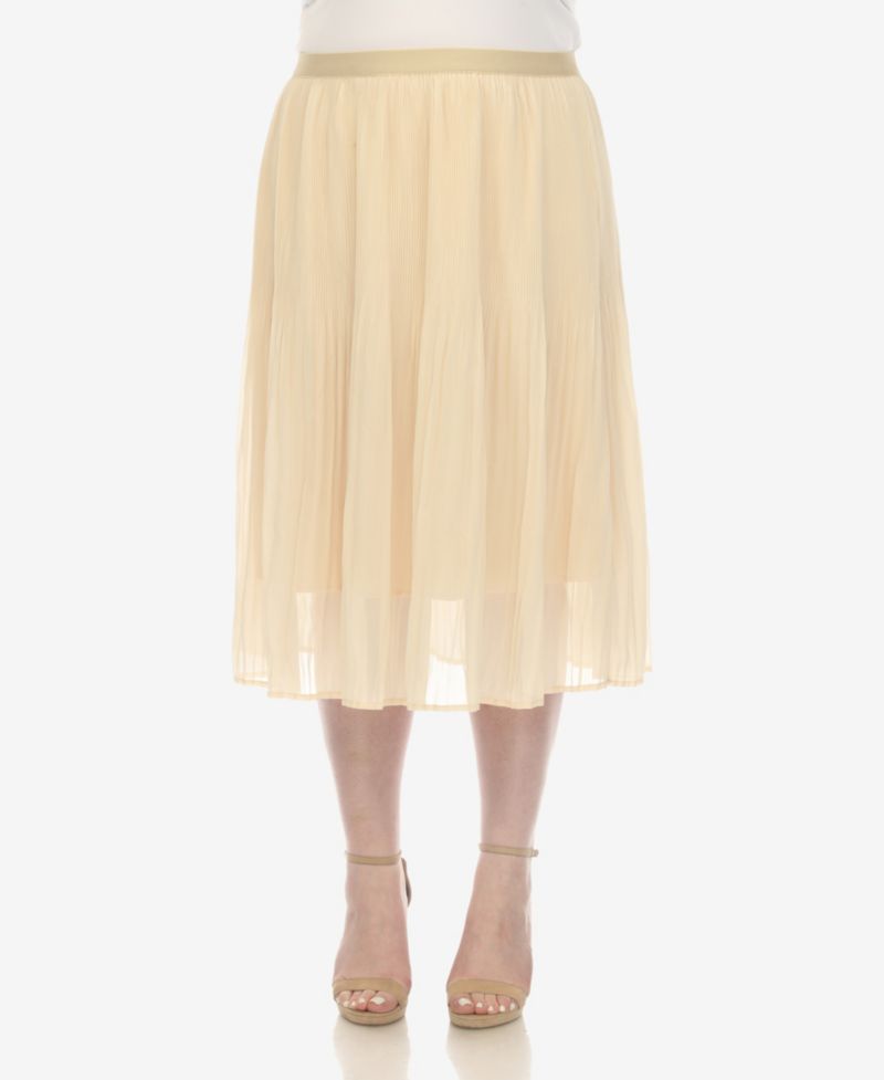 Plus Size Pleated Chiffon Midi Skirt