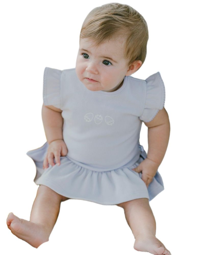 Baby Girl Cotton Rib Jersey Romper with Frill Lilac - Baby