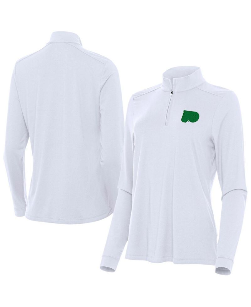 Women's White Philadelphia Flyers St. Patrick's Day Intent Quarter-Zip Performance Pullover