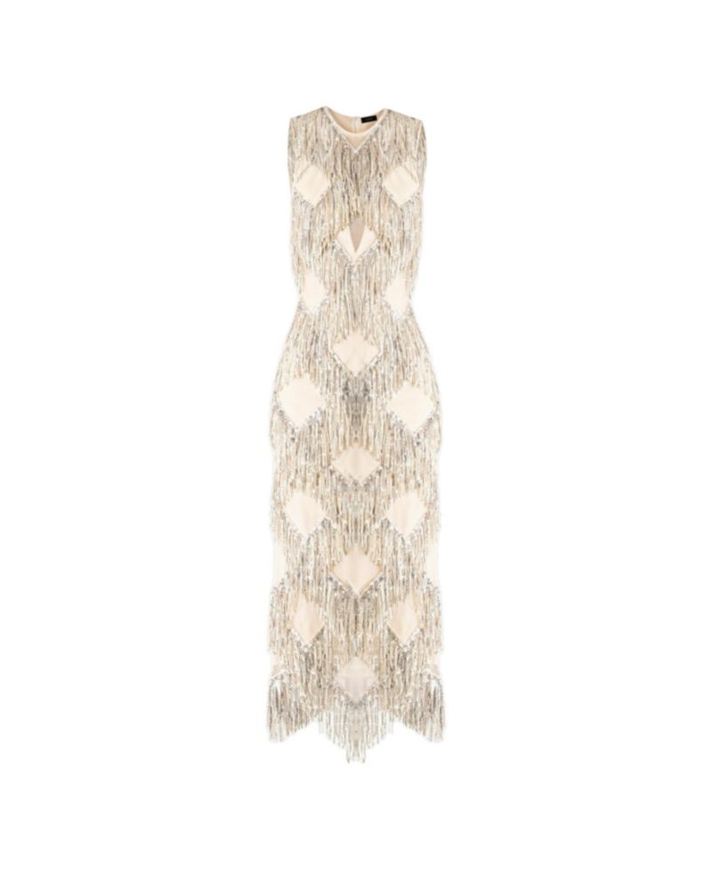 Women's Deco Shimmer Fringe Midi Dress