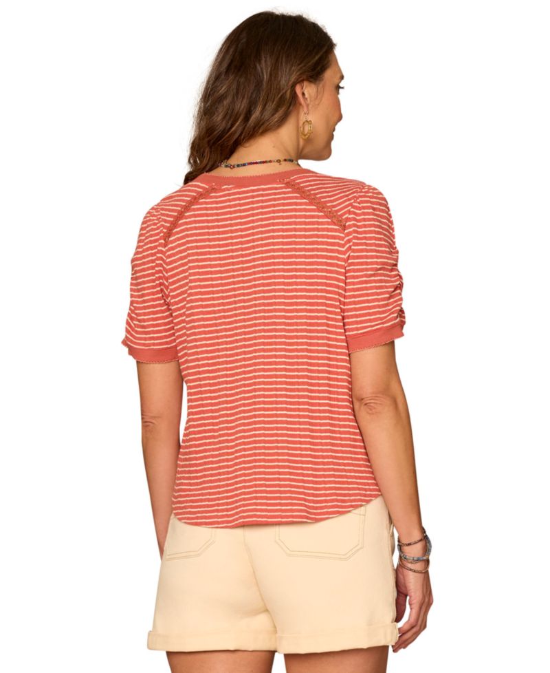 Petite Puff-Sleeve V-Neck Top