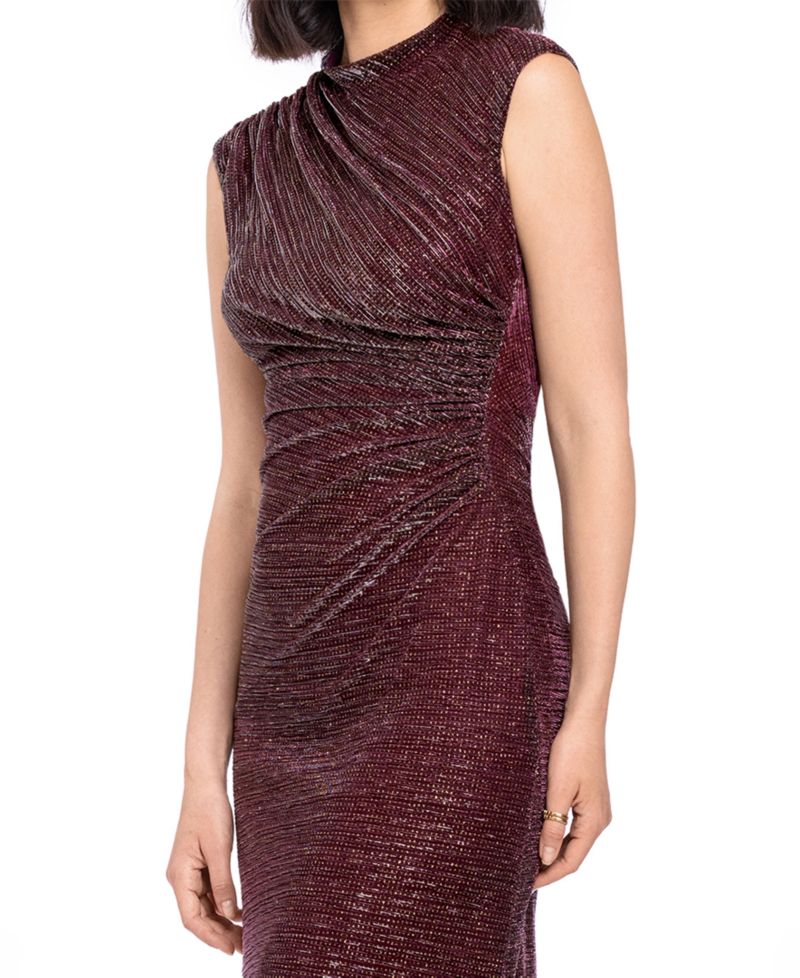 Women's Cory Metallic Ruched Mock Neck Gown