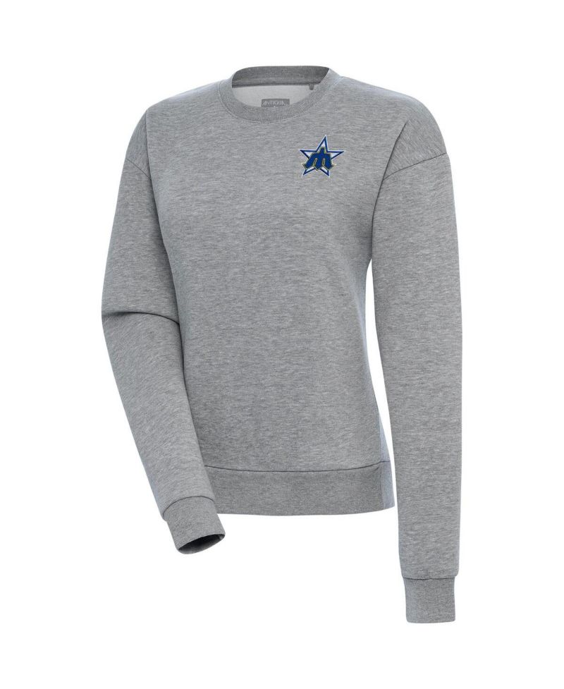 Women's Heather Gray Seattle Mariners Cooperstown Victory Crewneck Pullover Sweatshirt