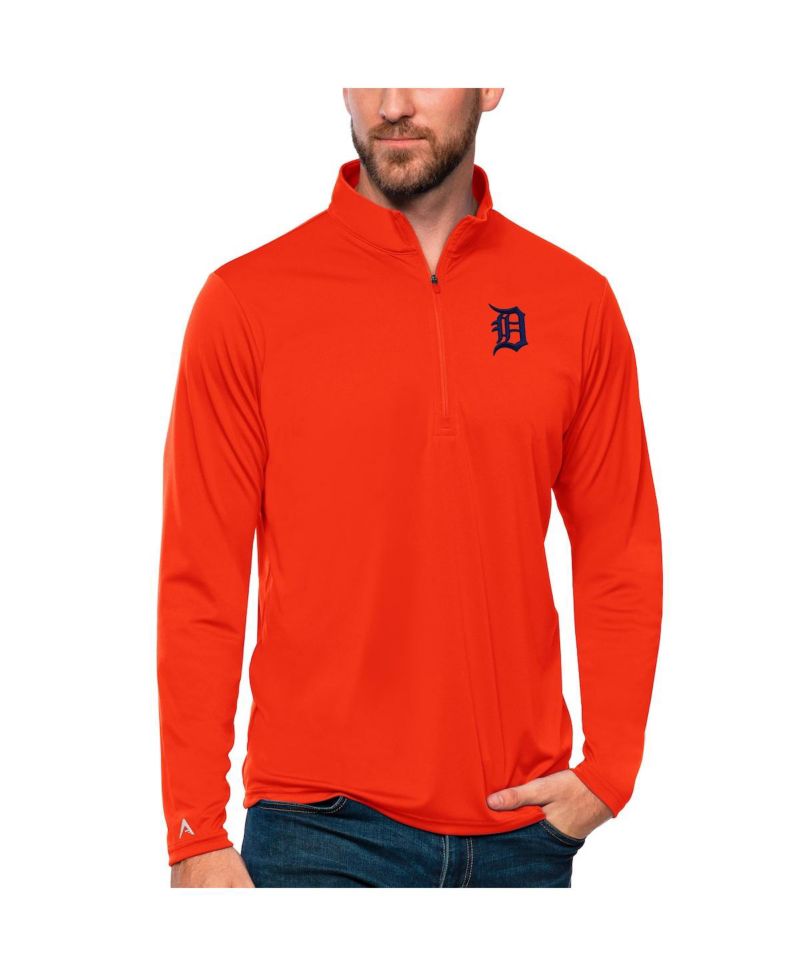 Men's Orange Detroit Tigers Tribute Quarter-Zip Pullover Top