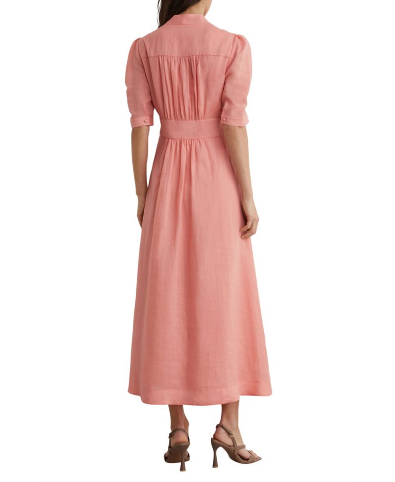 Women's Short-Sleeve Waisted Midi Dress