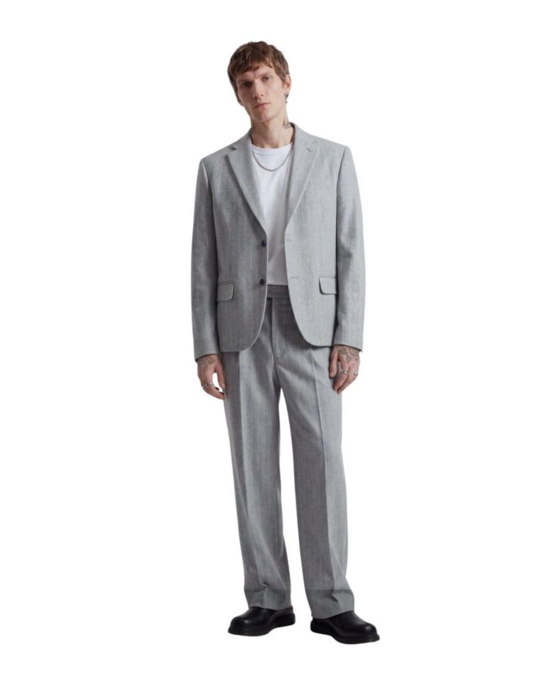 Men's Tyson Pinstripe Relaxed-Fit Wool Suit Trousers