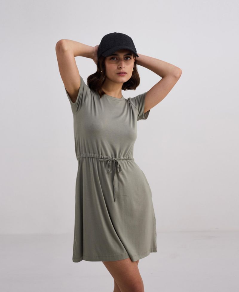 Women's Drawstring Short T-shirt Dress