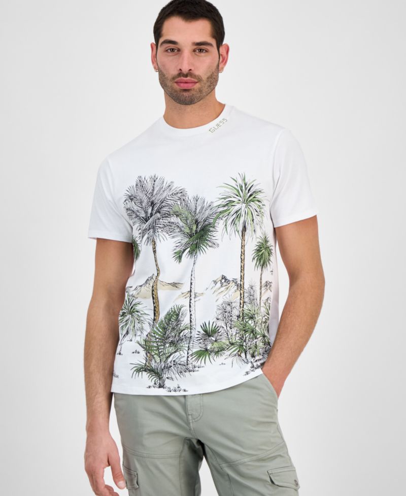 Men's Urban Palm Tree Short-Sleeve Crewneck Graphic T-Shirt
