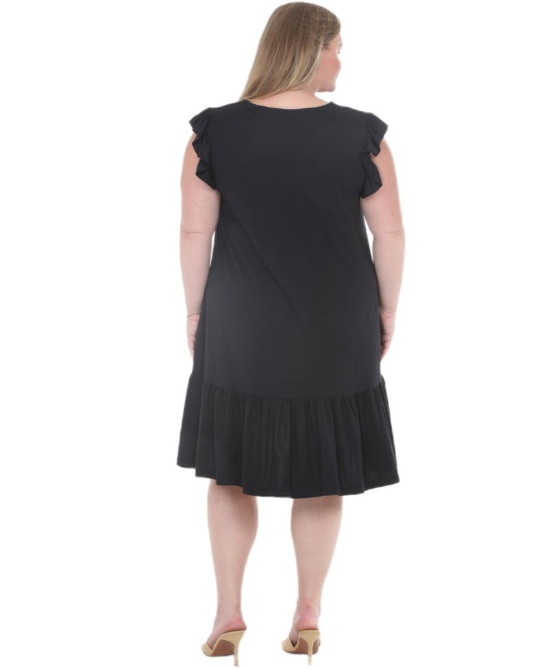 Plus Size Flutter-Sleeve Button-Front Tiered Maternity Dress