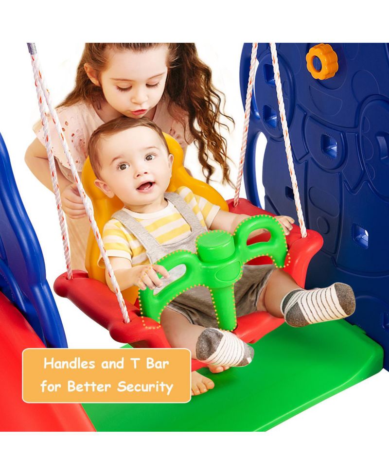 Kids All in One Climber/Slide/Swing Playset with Basketball Hoop - 3 in 1 Set