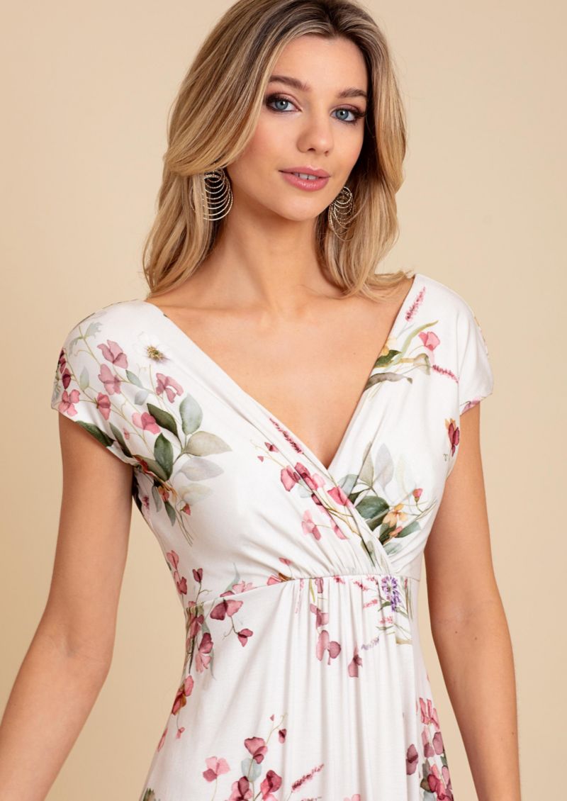 Women's Sophia V-Neck Short Sleeve Maxi Dress