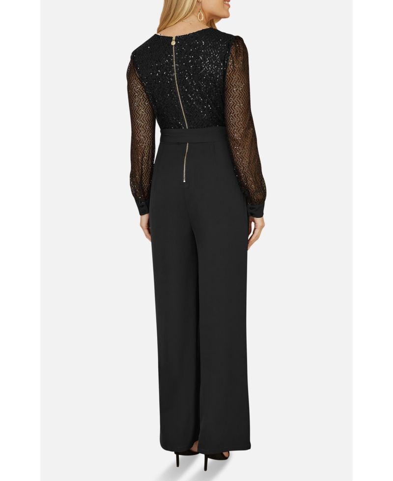 Women's Sequin Wrap Over Jumpsuit