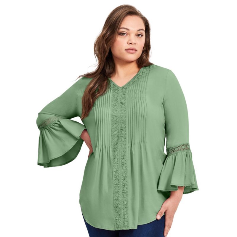 Women's Plus Size Lace Trim Tunic