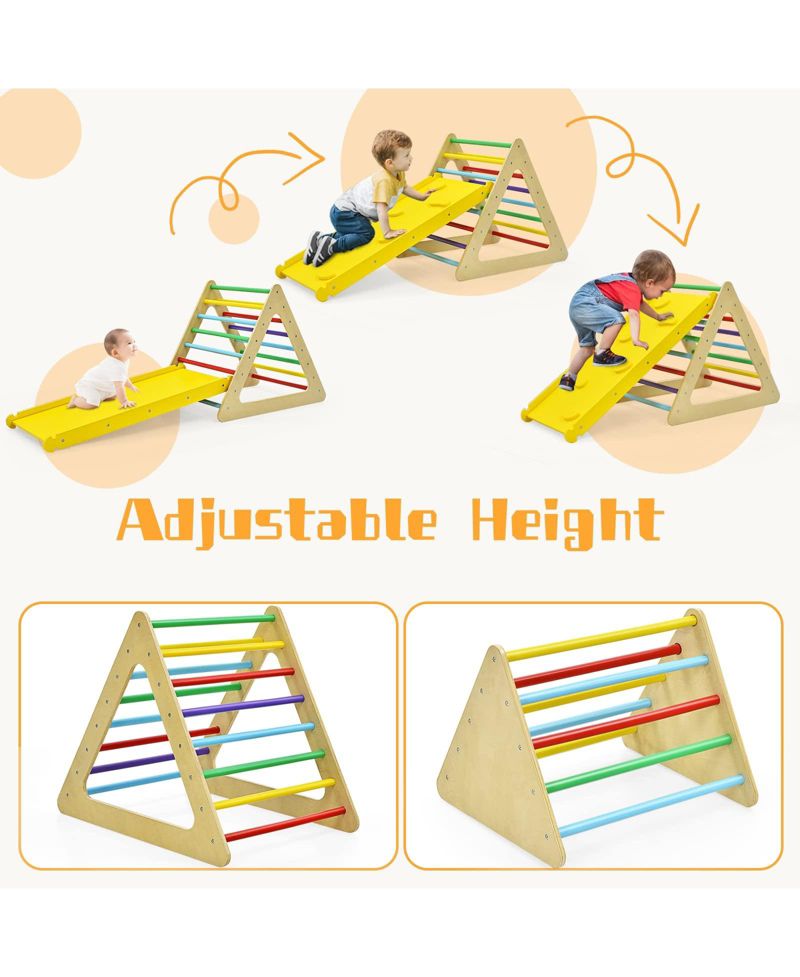 Toddler Montessori Adjustable Climbing Triangle Set, 3-Piece