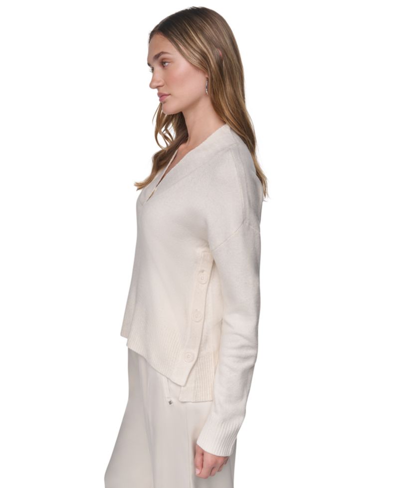 Women's Oversized V-Neck Long-Sleeve Sweater