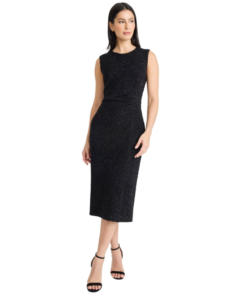Women's Sleeveless Cowl Neck Sheath Midi Dress