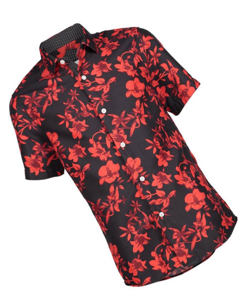 Big Boys Black Floral Slim Fit Shirt
