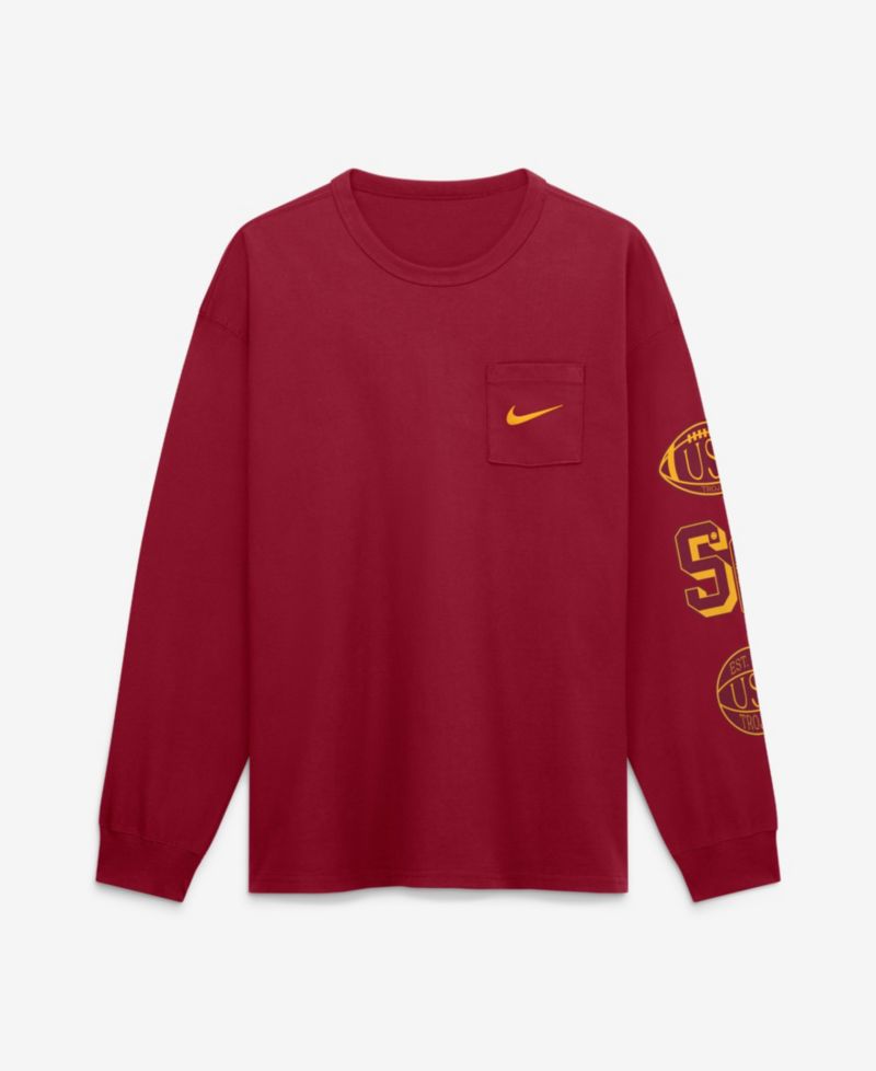 Men's Cardinal USC Trojans Academic Long Sleeve Pocket T-Shirt