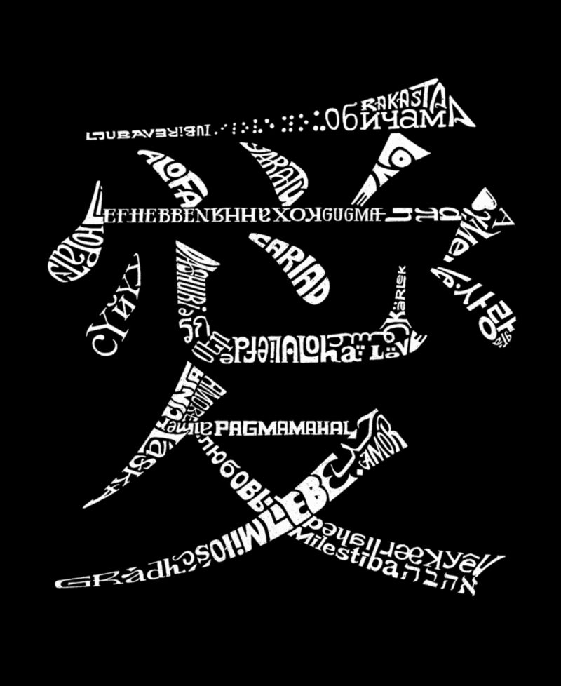 Plus Size The Word Love In 44 Languages Word Art T-Shirt