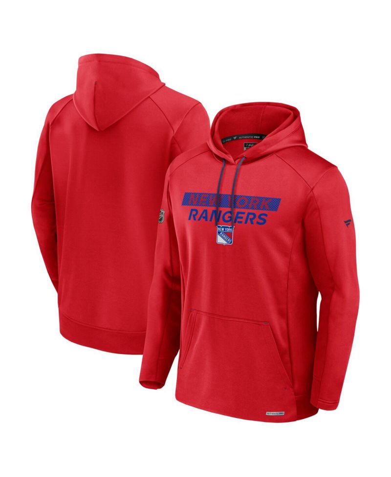Men's Red New York Rangers Authentic Pro Rink Fleece Pullover Hoodie
