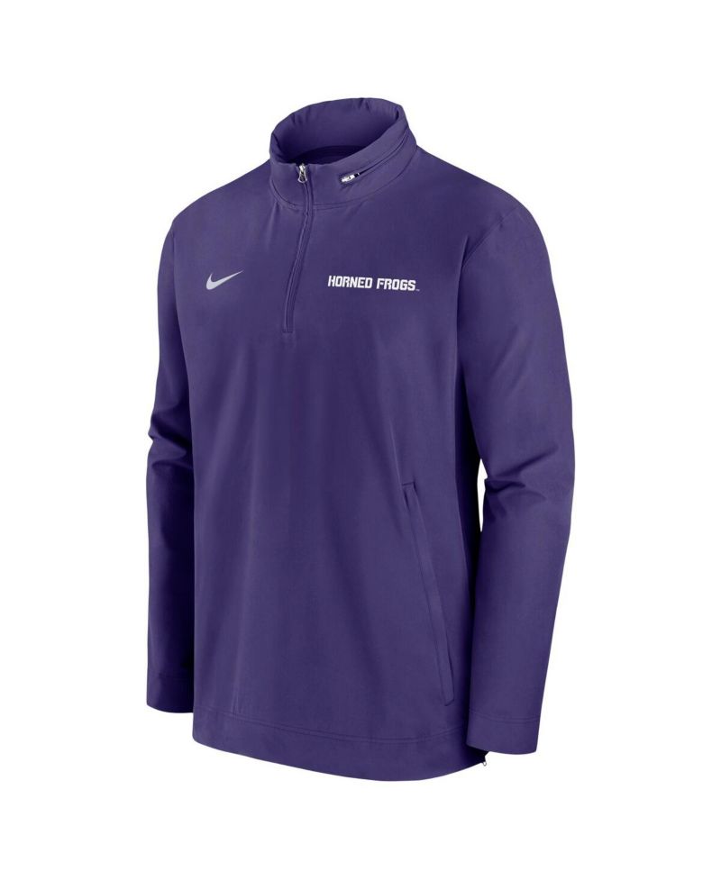 Men's Purple TCU Horned Frogs 2024 Sideline Coach Quarter-Zip Hoodie Jacket