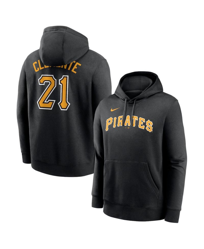 Men's Roberto Clemente Black Pittsburgh Pirates Player Name & Number Club Pullover Hoodie