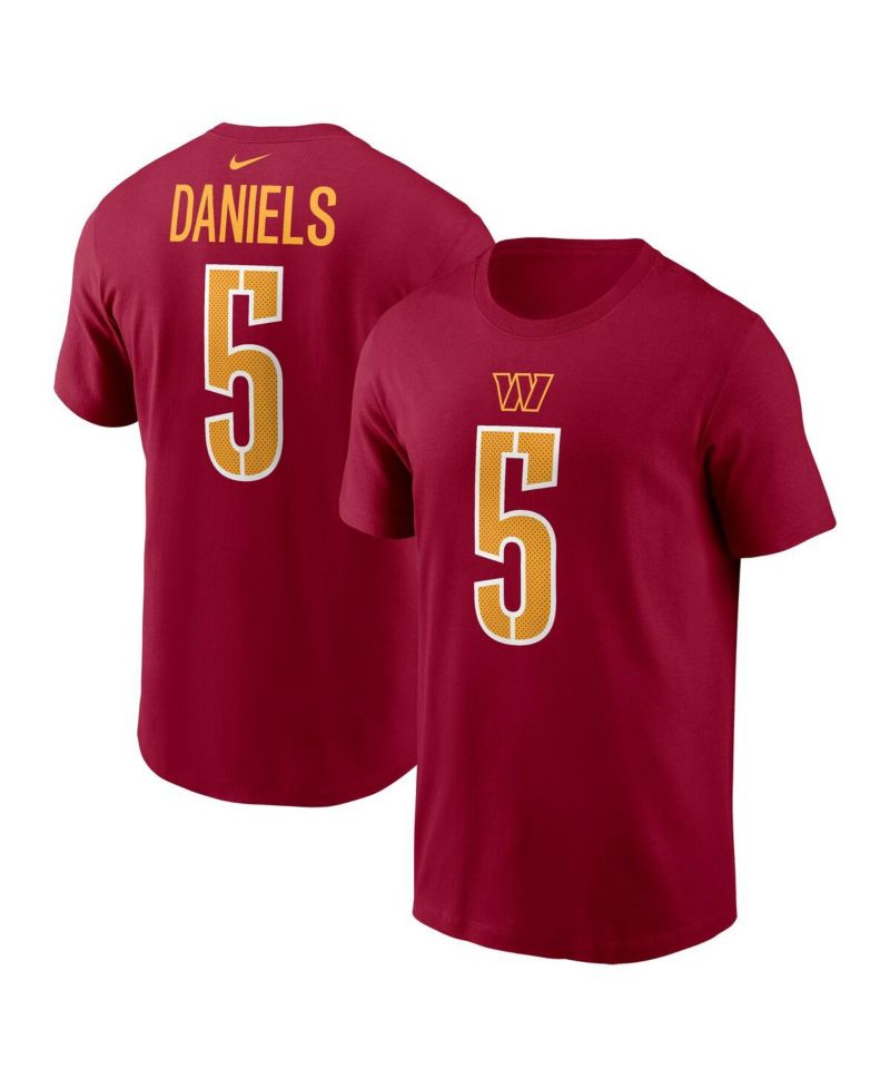 Big Boys and Girls Jayden Daniels Burgundy Washington Commanders 2024 NFL Draft First Round Pick Fuse Name & Number T-Shirt