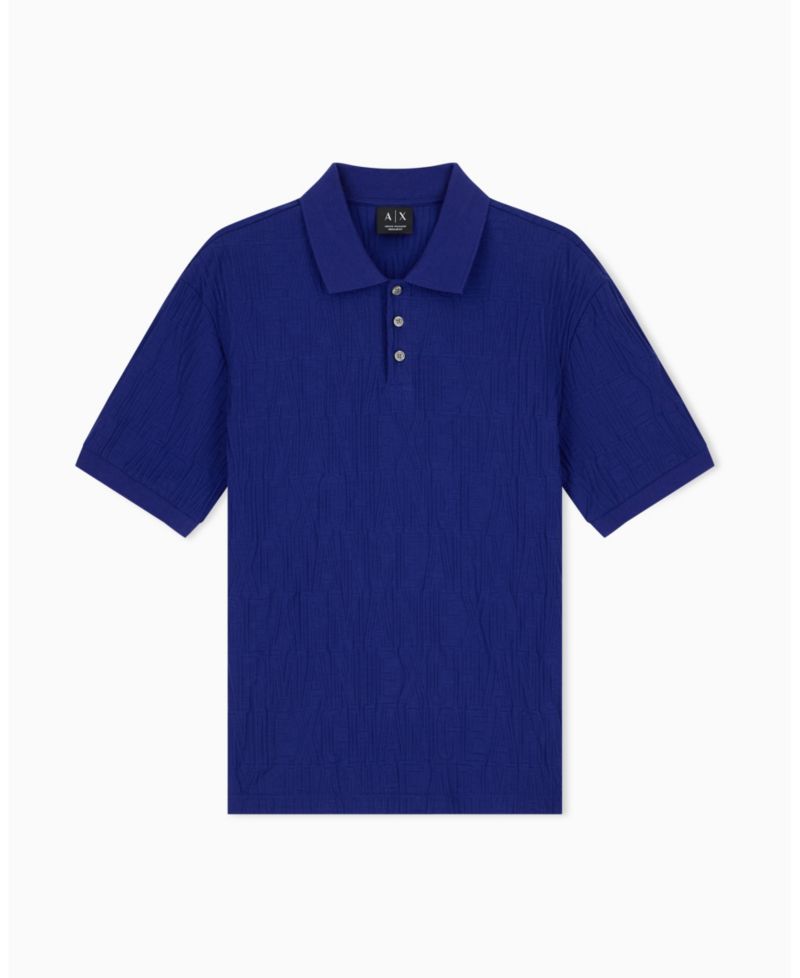 Men's Mercerized Jacquard Cotton All Over Logo Polo Shirt