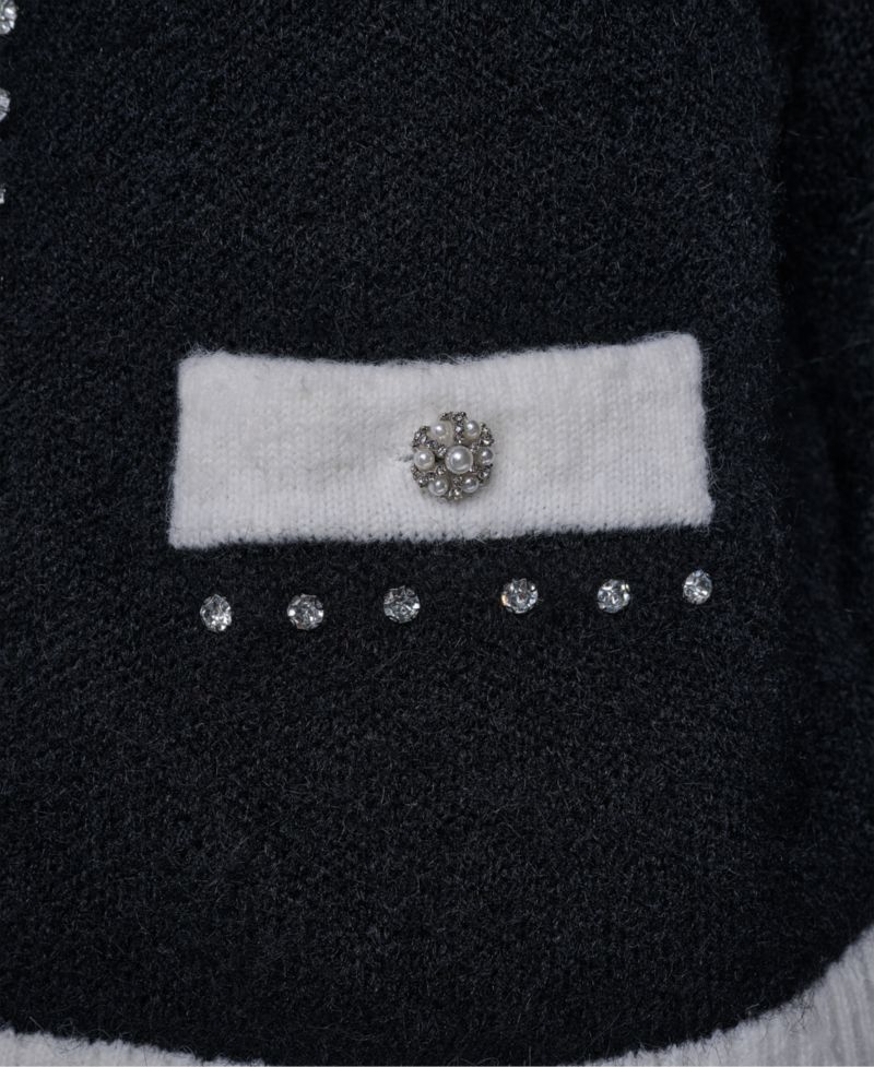Women's Crystal-Trim Colorblock Cardigan Sweater