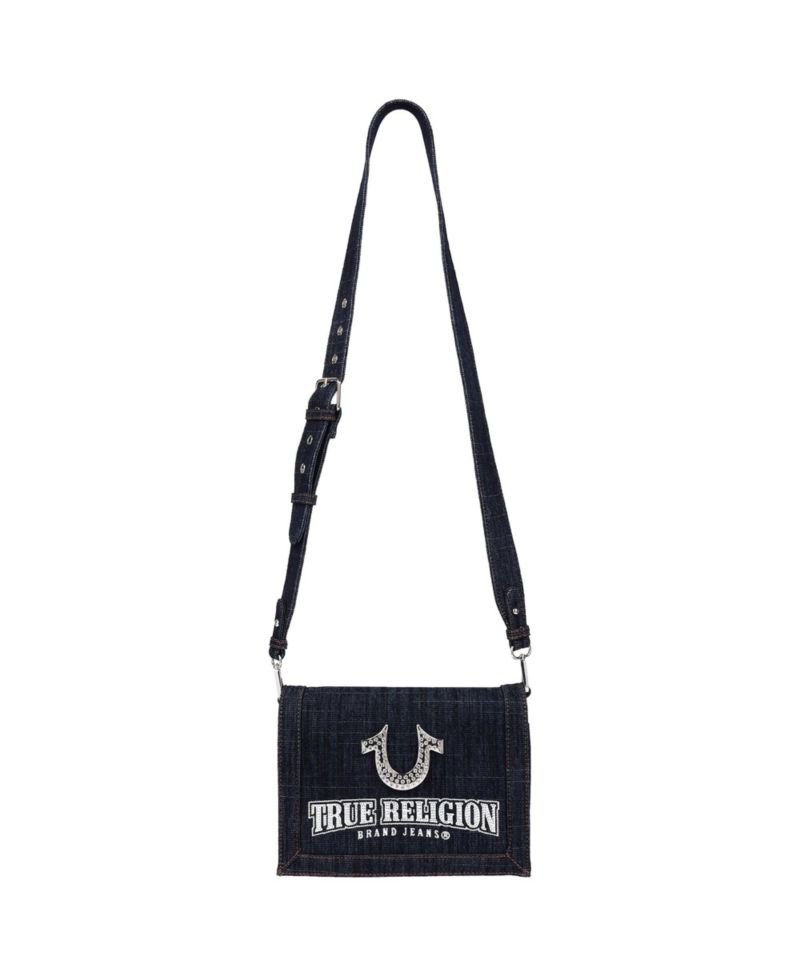 Bling Horseshoe Denim Messenger Bag with Adjustable Strap